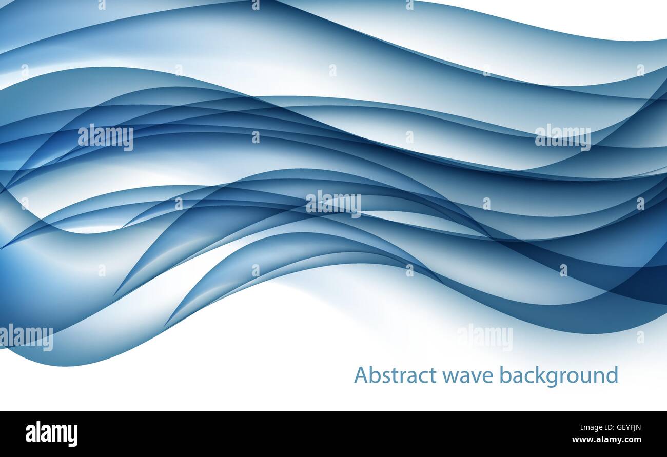 Abstract Blue Wave Set on Transparent Background. Vector Illust Stock ...