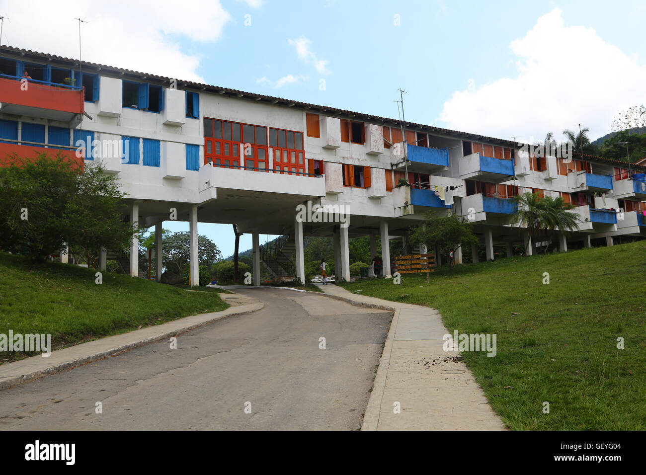 Apartment building in Las Terrazas, an eco-village and nature reserve in Cuba. 2016 Stock Photo