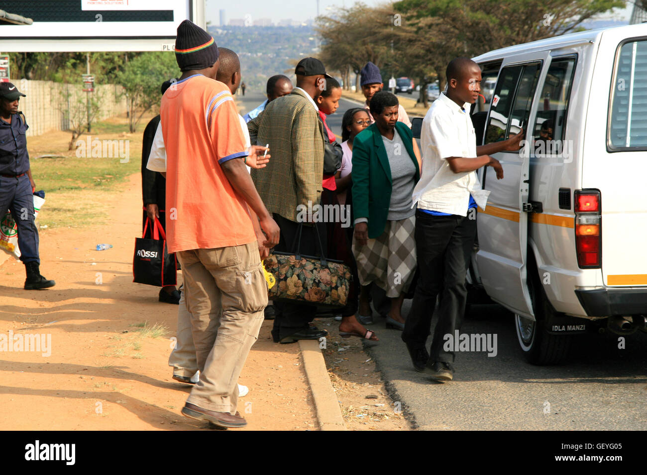 Taxi Commuters, Johannesburg, Gauteng, South Africa Stock Photo