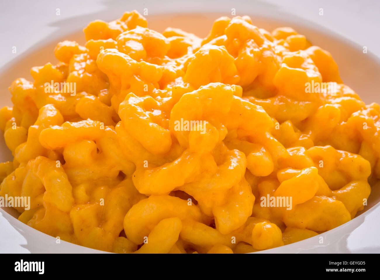 Macaroni and Cheese White Plate Southern classic comfort food Stock
