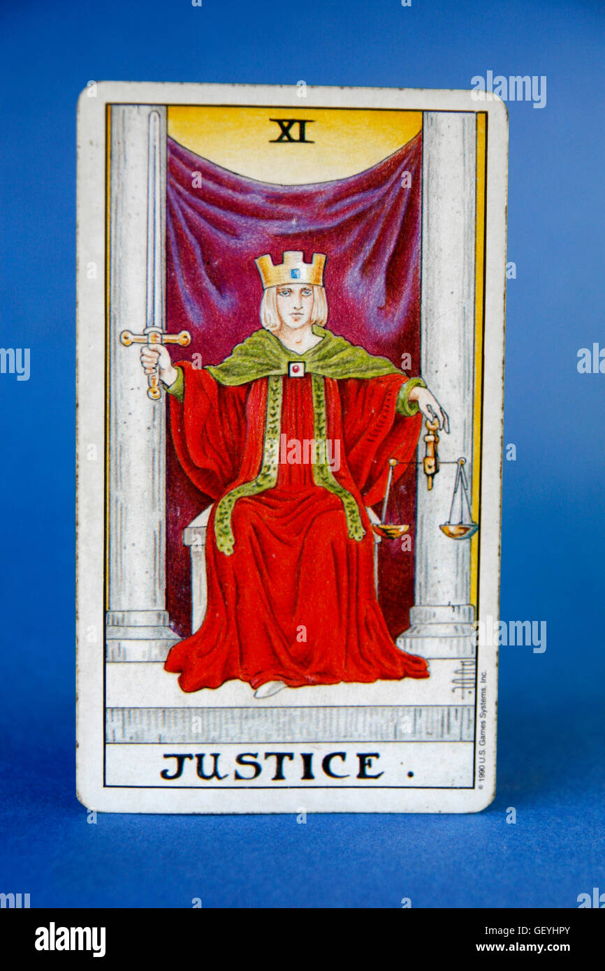 Tarot Cards, Justice Stock Photo
