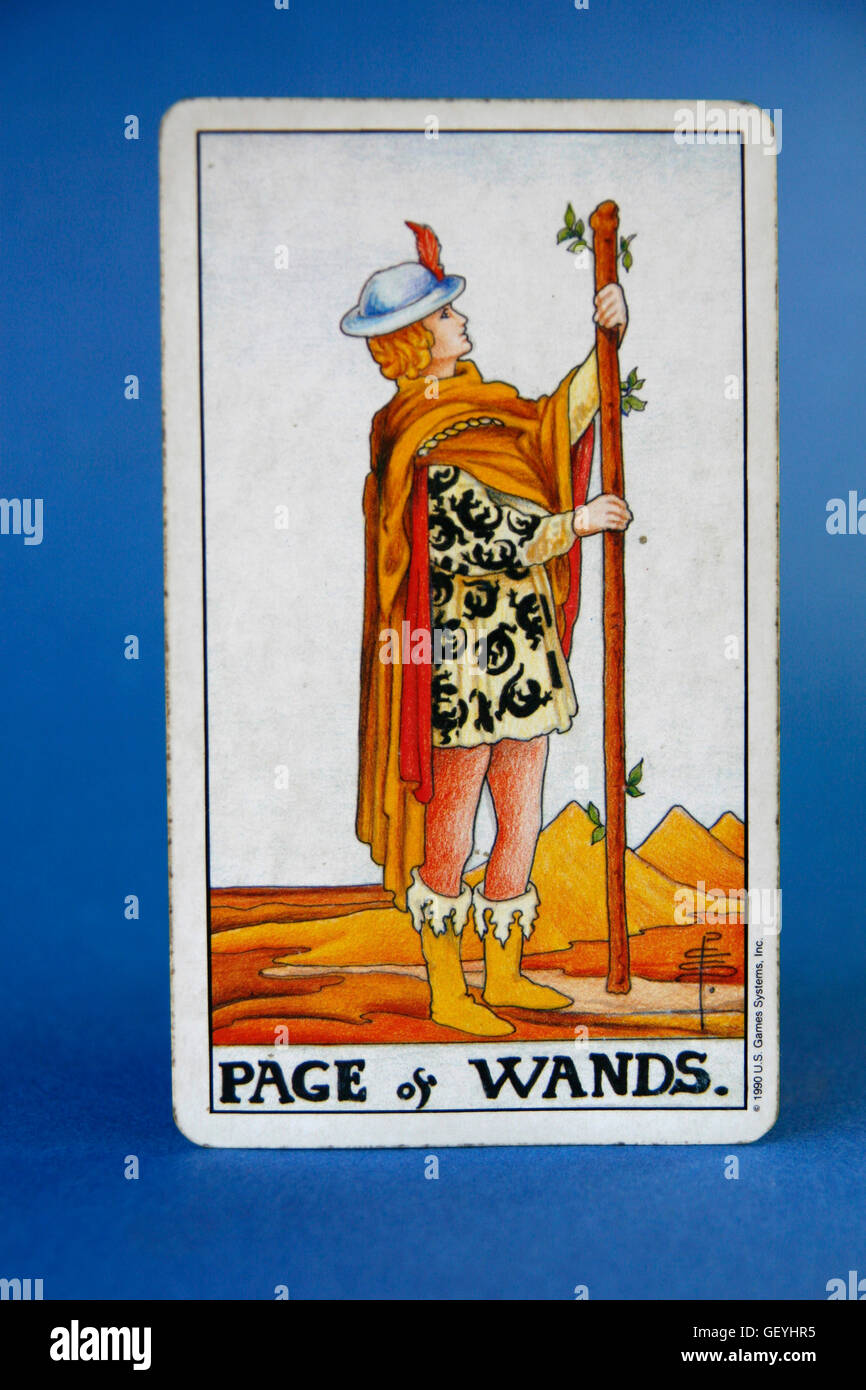 Tarot Cards, Page of Wands Stock Photo Alamy