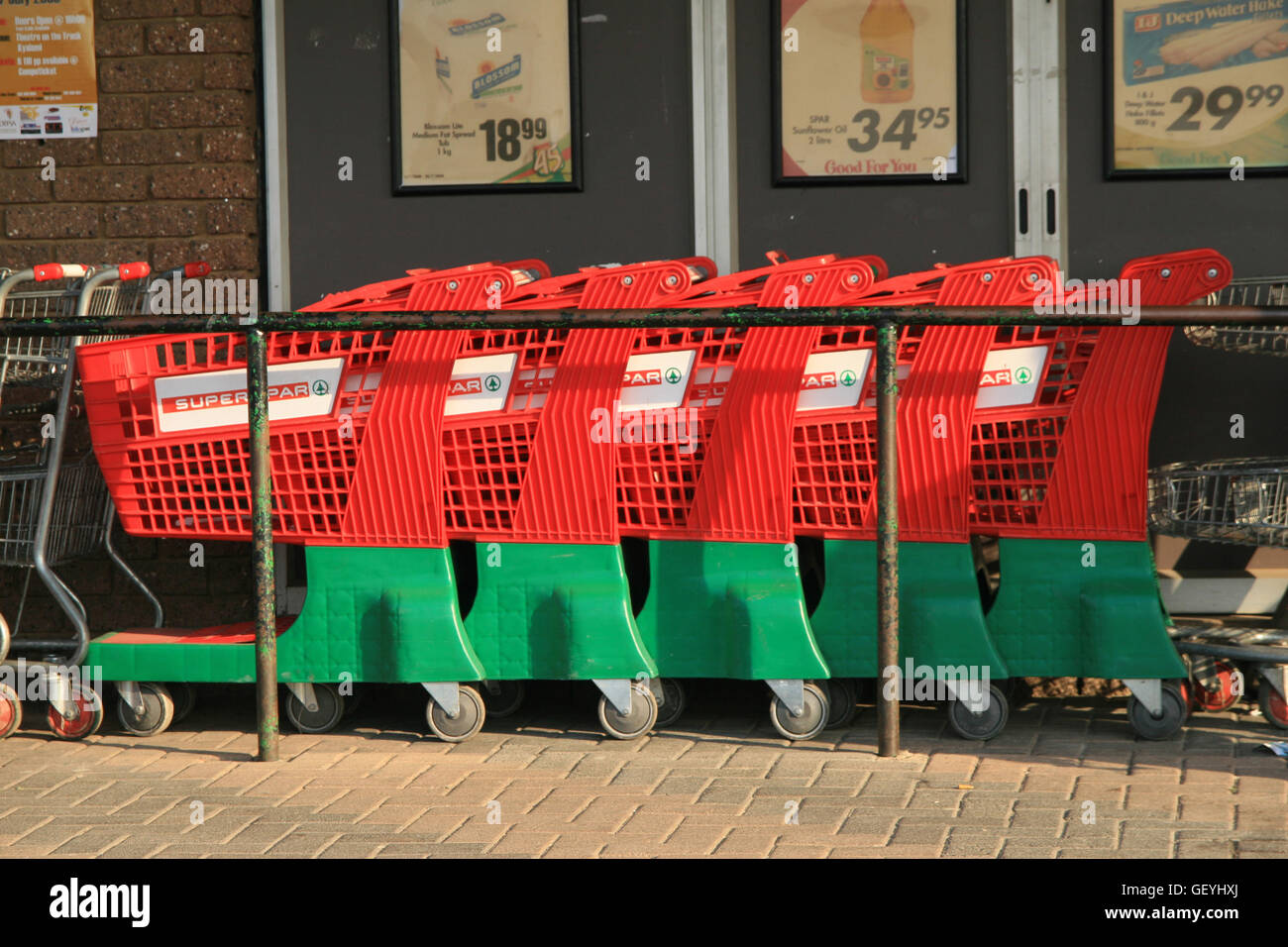 Shopping trolleys, Noordwyk Spar, Midrand, South Africa Stock Photo Alamy