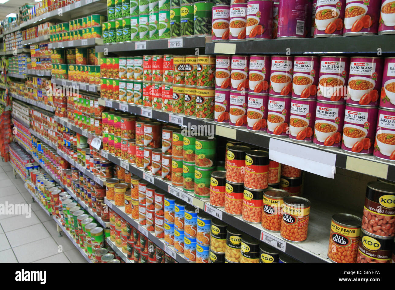 Canned Foods Noordwyk Spar Midrand South Africa Stock Photo canned-foods-noordwyk-spar-midrand-south-africa-stock-photo