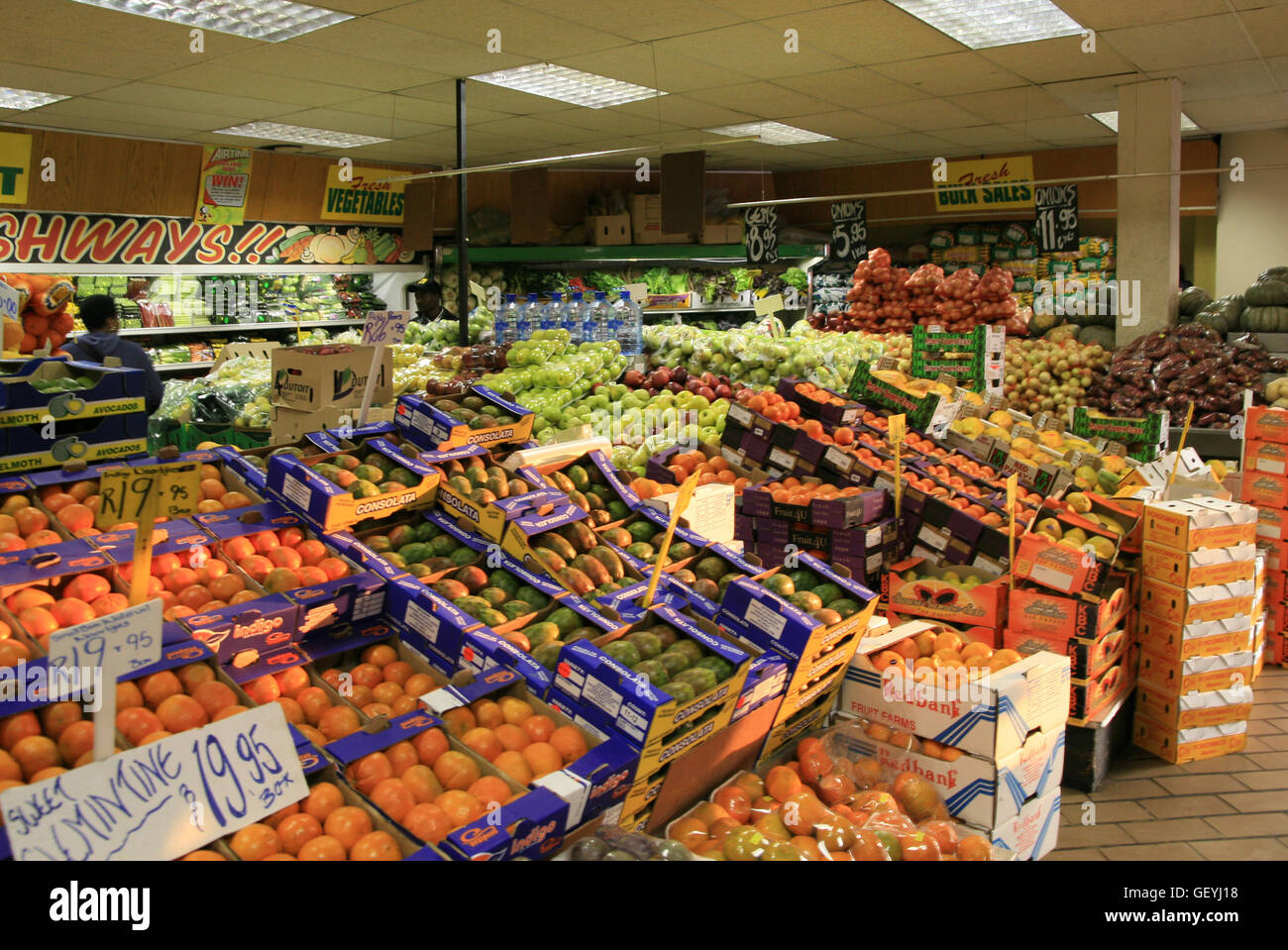 Fruit and vegetables for sale in a supermarket, South Africa Stock Photo Alamy