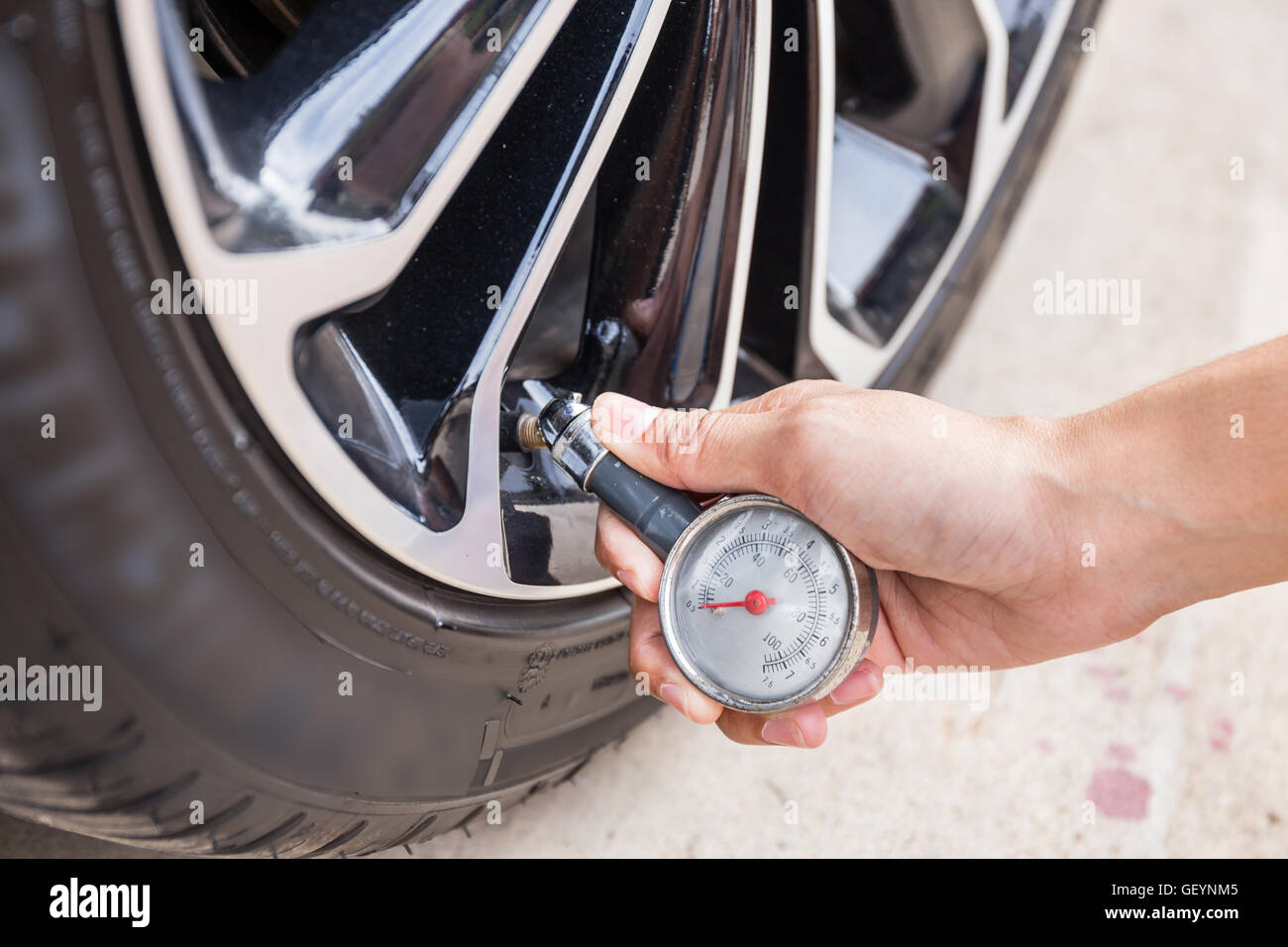 Car tyre pressure gauge hi-res stock photography and images - Alamy