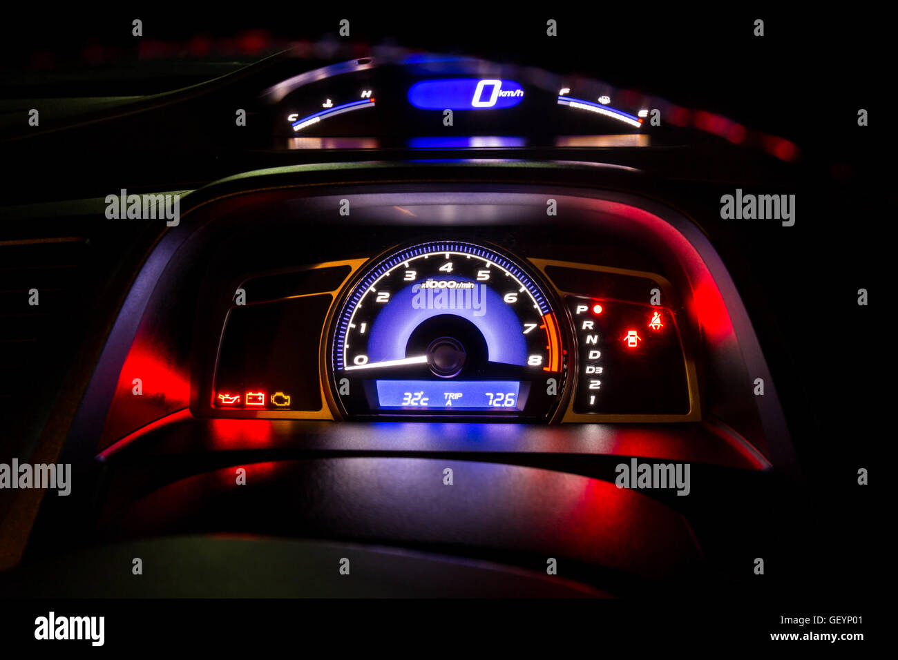 Modern car instrument dashboard panel and digital speed meter full