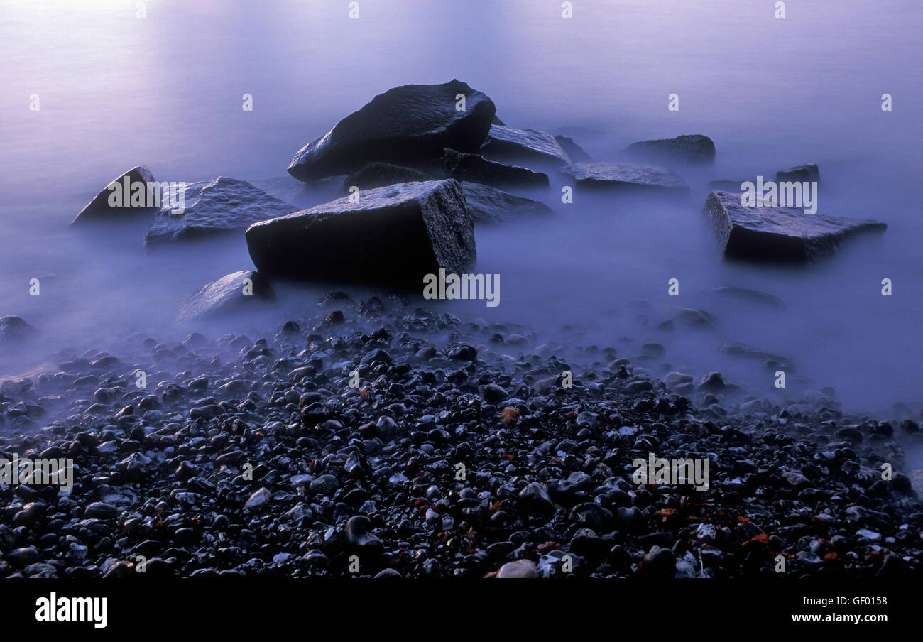 geography / travel, Germany, Mecklenburg-West Pomerania, Ruegen Isle, Jasmund National Park, chalk coast near Sassnitz, stones in water, Stock Photo