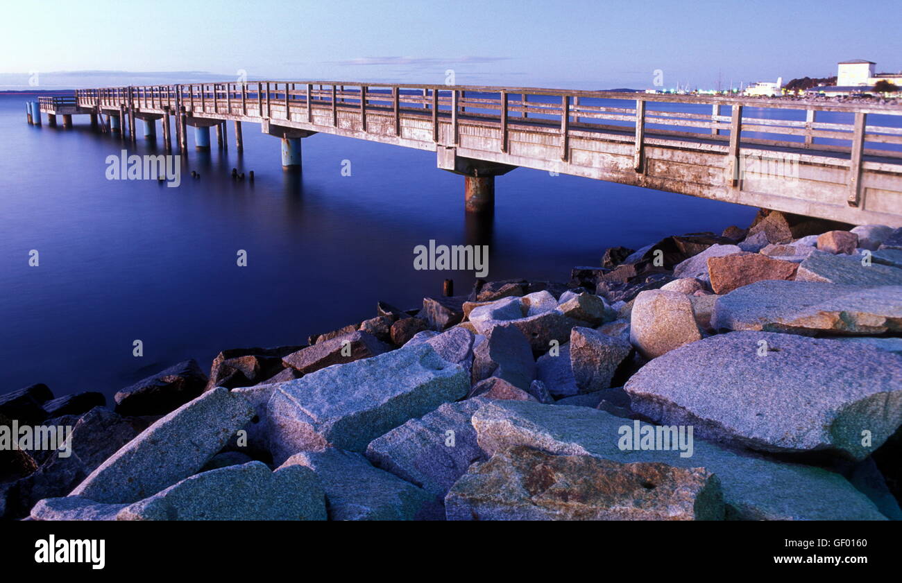 geography / travel, Germany, Mecklenburg-West Pomerania, Ruegen Isle, Sassnitz, landing stage at sunrise, Stock Photo