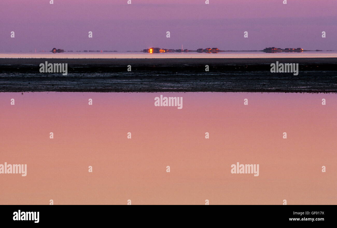 geography / travel, Germany, Schleswig-Holstein, Stenodde, view onto Hallig, Stock Photo