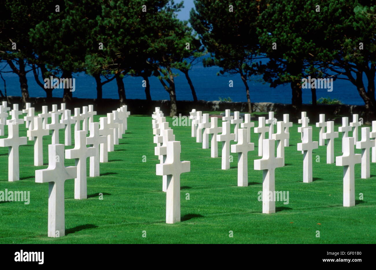 geography / travel, France, Brittany, Colleville-sur-Mer military cemetery, Stock Photo