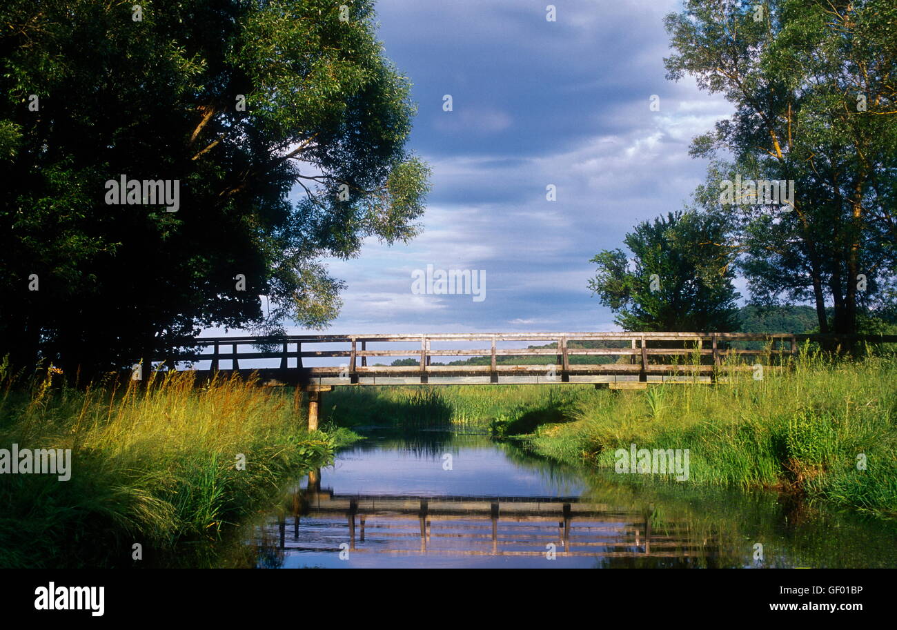 geography / travel, Austria, Burgenland, wooden bridge across creek, Stock Photo