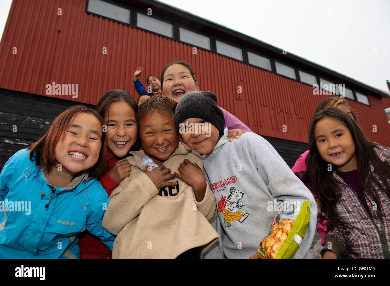 geography / travel, Greenland, Nuussuaq, Kraulshavn, local children, Stock Photo