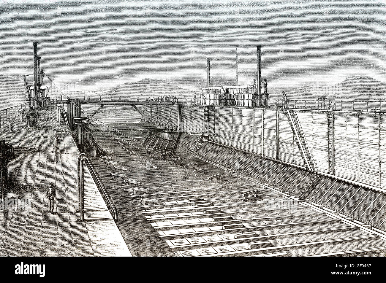 A dry dock ship repair facility, Suez, Egypt, 19th century Stock Photo