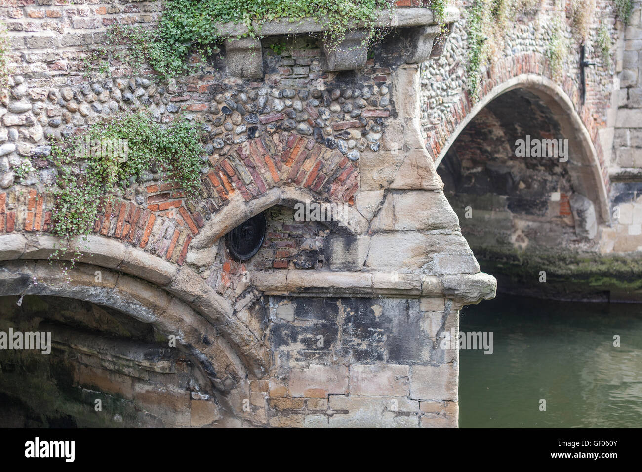 Bishops Bridge over the river Wensum Norwich Norfolk England Stock