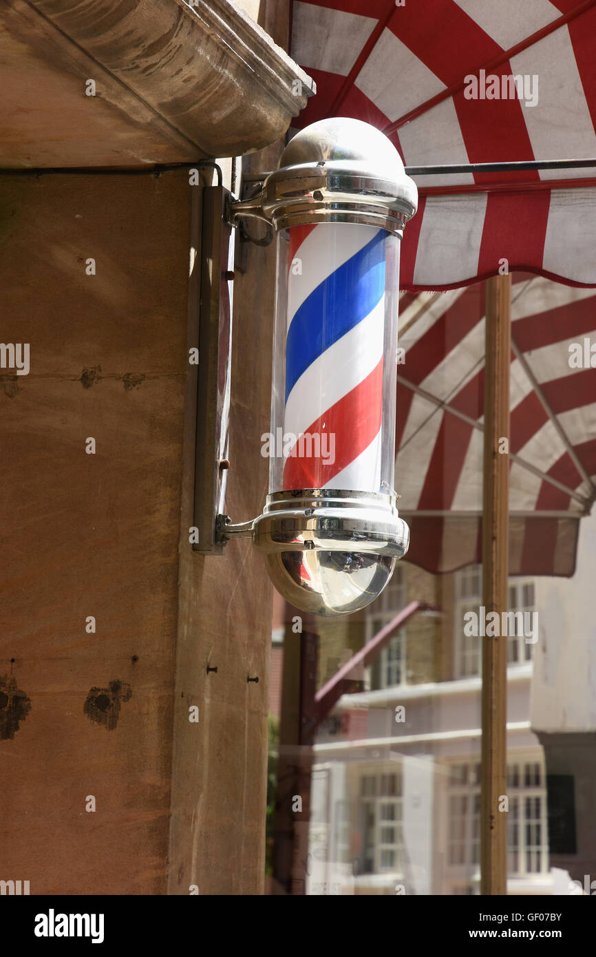 Barber's Pole,Gents Hairdressers,Lincoln's Inn Fields,London.UK Stock Photo