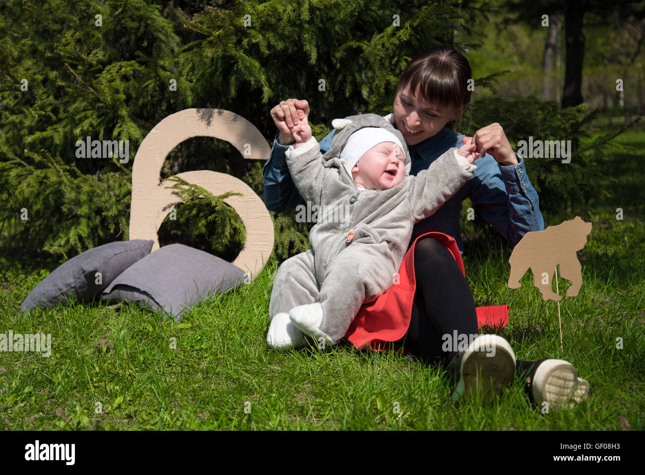 happy mom with child play and laugh Stock Photo