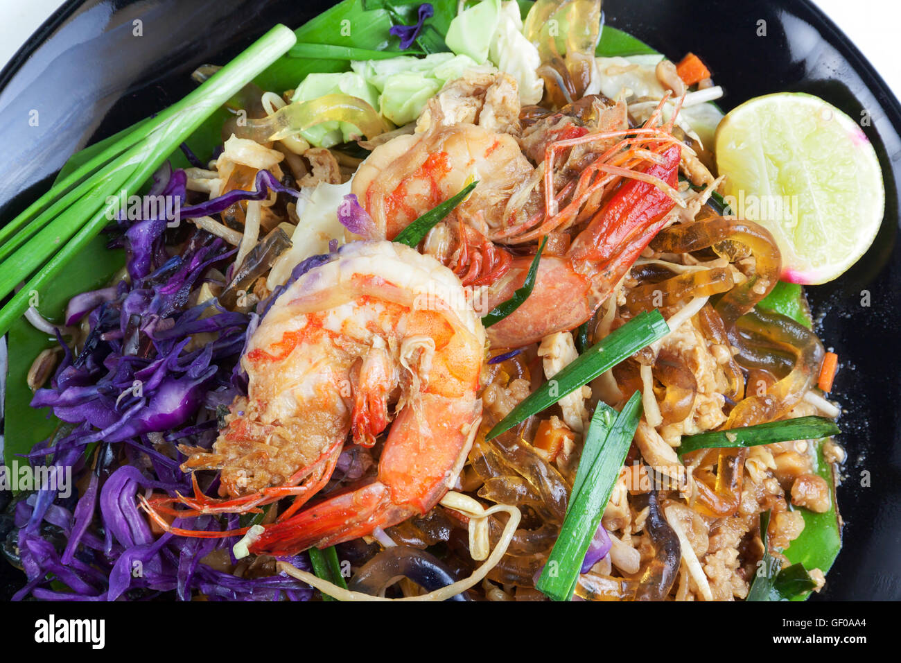 Stir fried Seaweed glass line with Shrimp (Pad Thai) Food Low