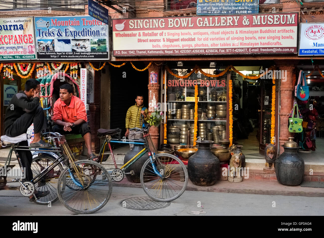 Front of a singing bowl shop in Kathmandu, Nepal Stock Photo Alamy