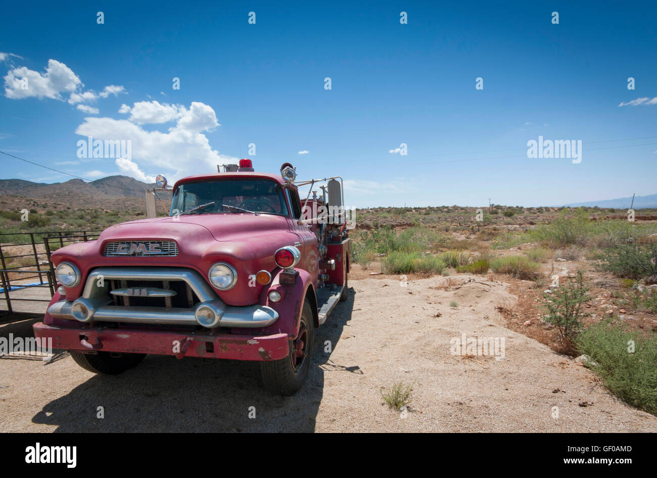 Freemansburg Fire Dept GMC 630 fire truck '55 Chloride Arizona Stock Photo