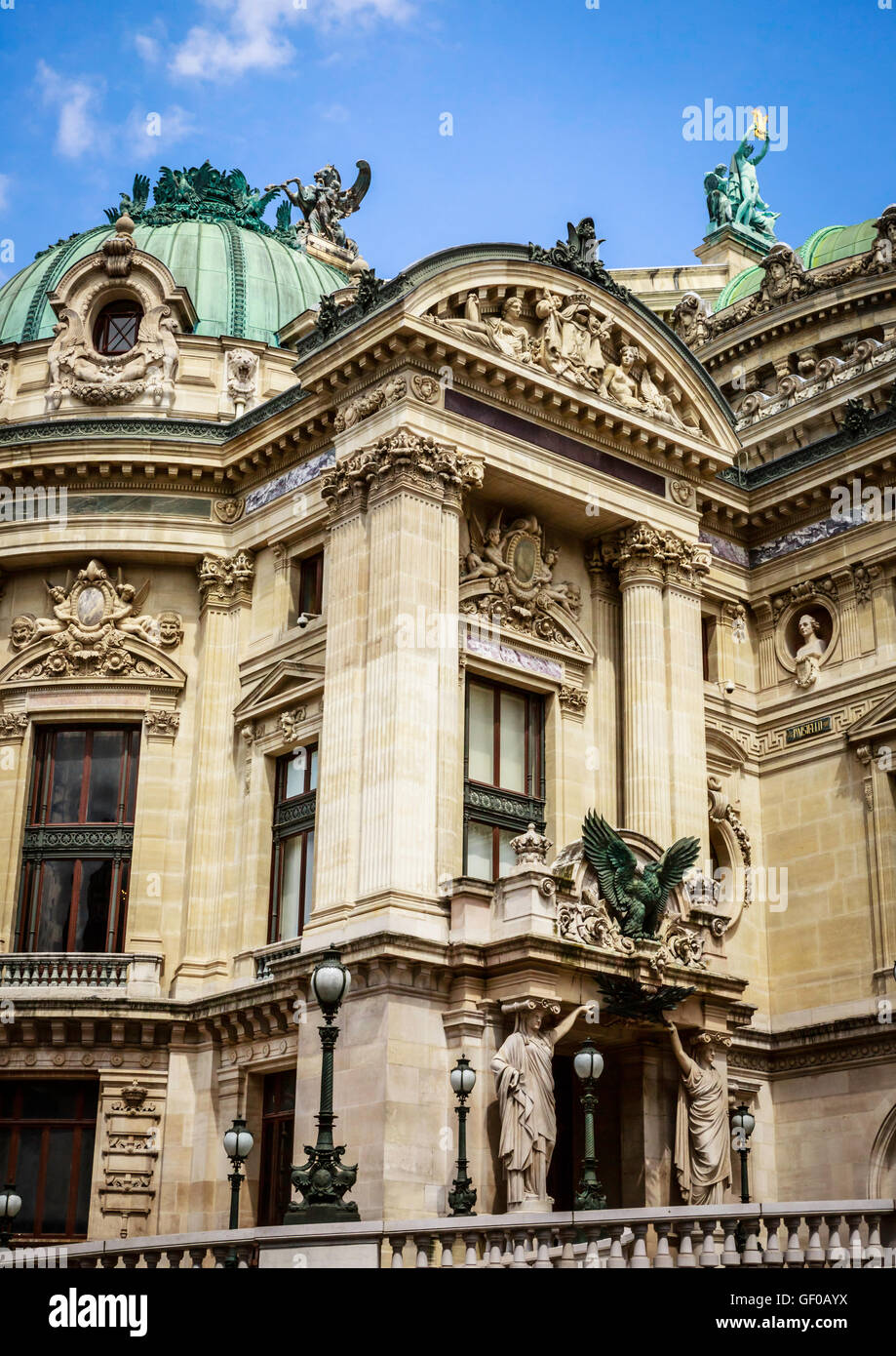 Exterior Corner of Paris Opera House Stock Photo