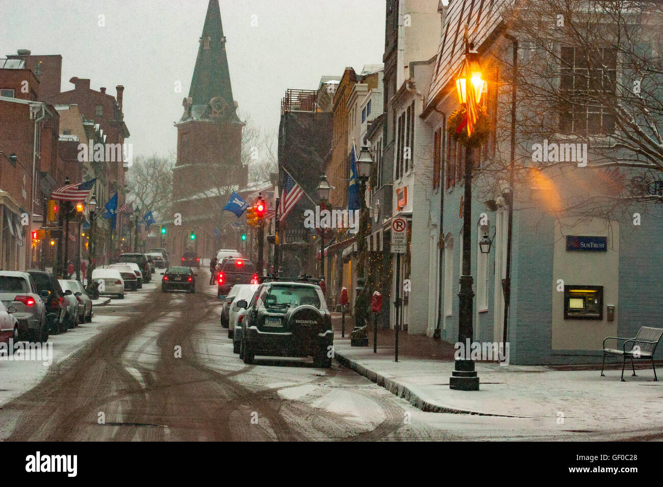 A block from Annapolis harbor, Main street, Annapolis Maryland, day