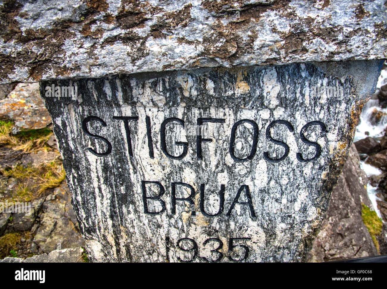 StigFossen Waterfalls, Trollstigen Mountain Rd., Reinheimen Nat. Park, Norway, Scandanavia, European Stock Photo