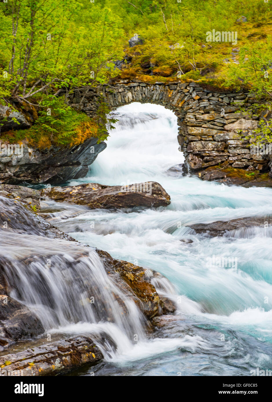 Trollistigen, Rivers, Waterfalls & Stone Bridge. Reinheimen National Park, Norway, Scandanavia, Eroupean Stock Photo