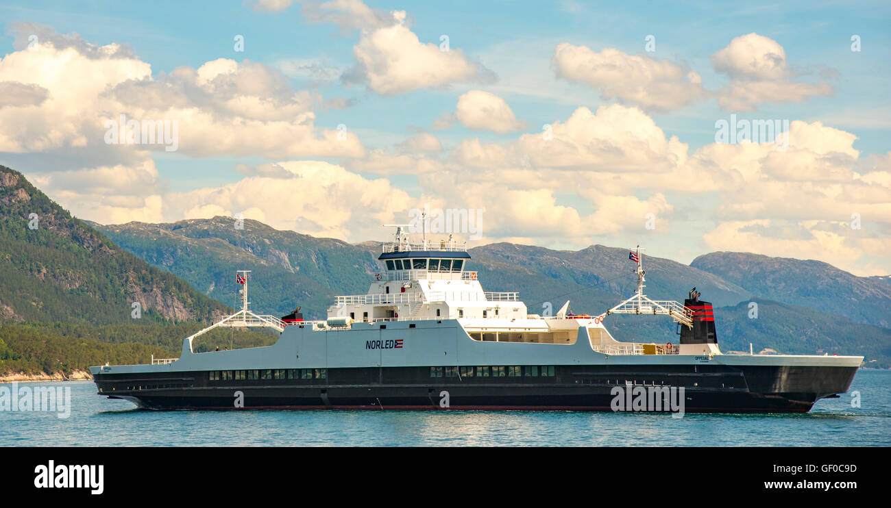 Express Passenger Ferry Boat, Sognefjorden, Sognog Fjordane, between Lavik and Oppedal, Norway, Scandanavia, European Stock Photo