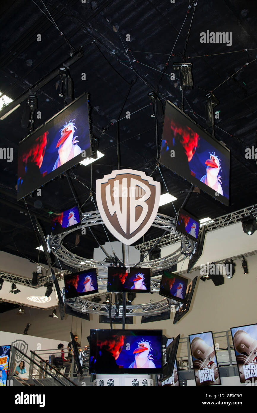 The WB Television booth at San Diego Comic Con July 2016. Stock Photo