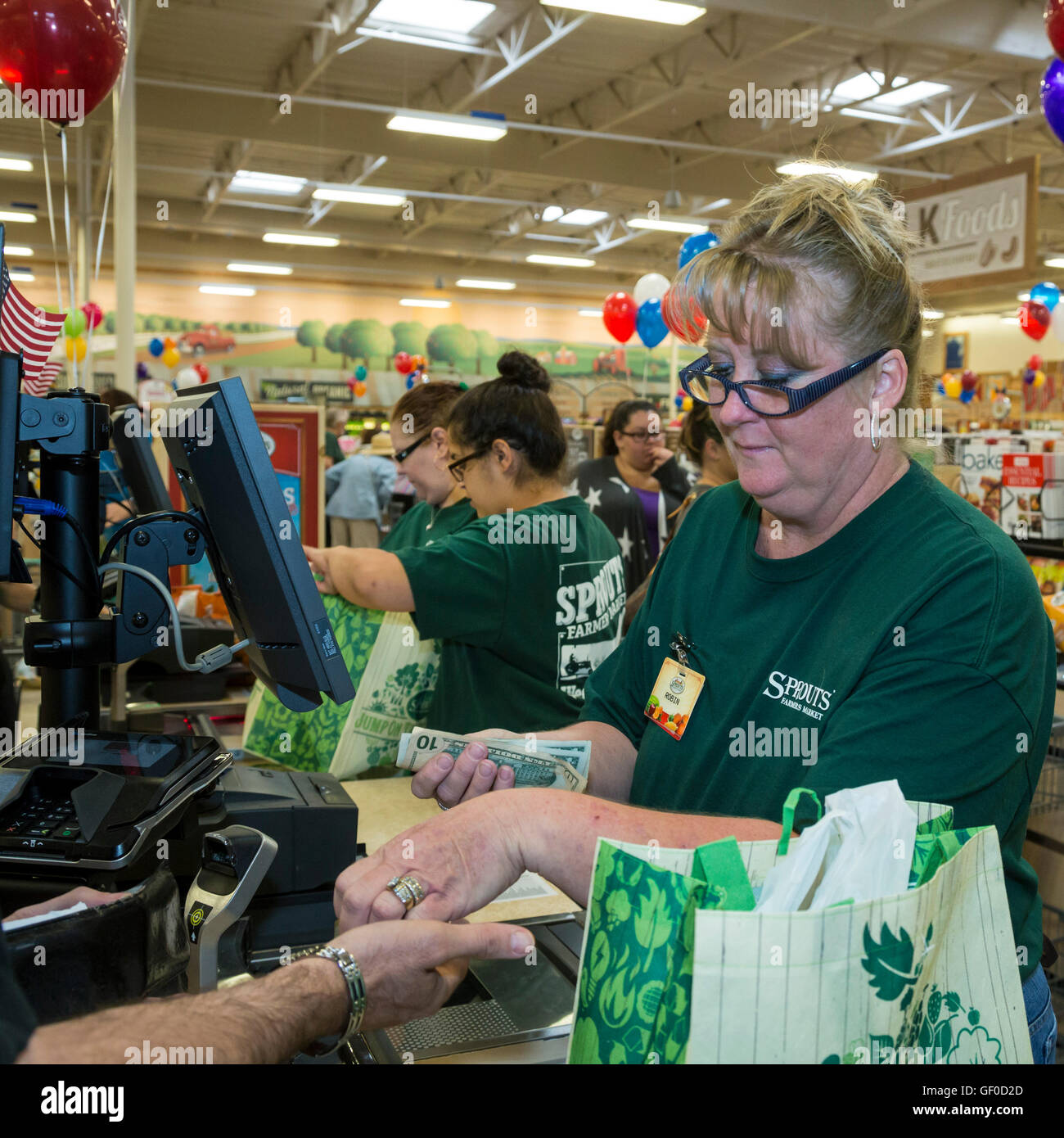 Las Vegas, Nevada Checkout clerks at Sprouts Farmers Market Stock