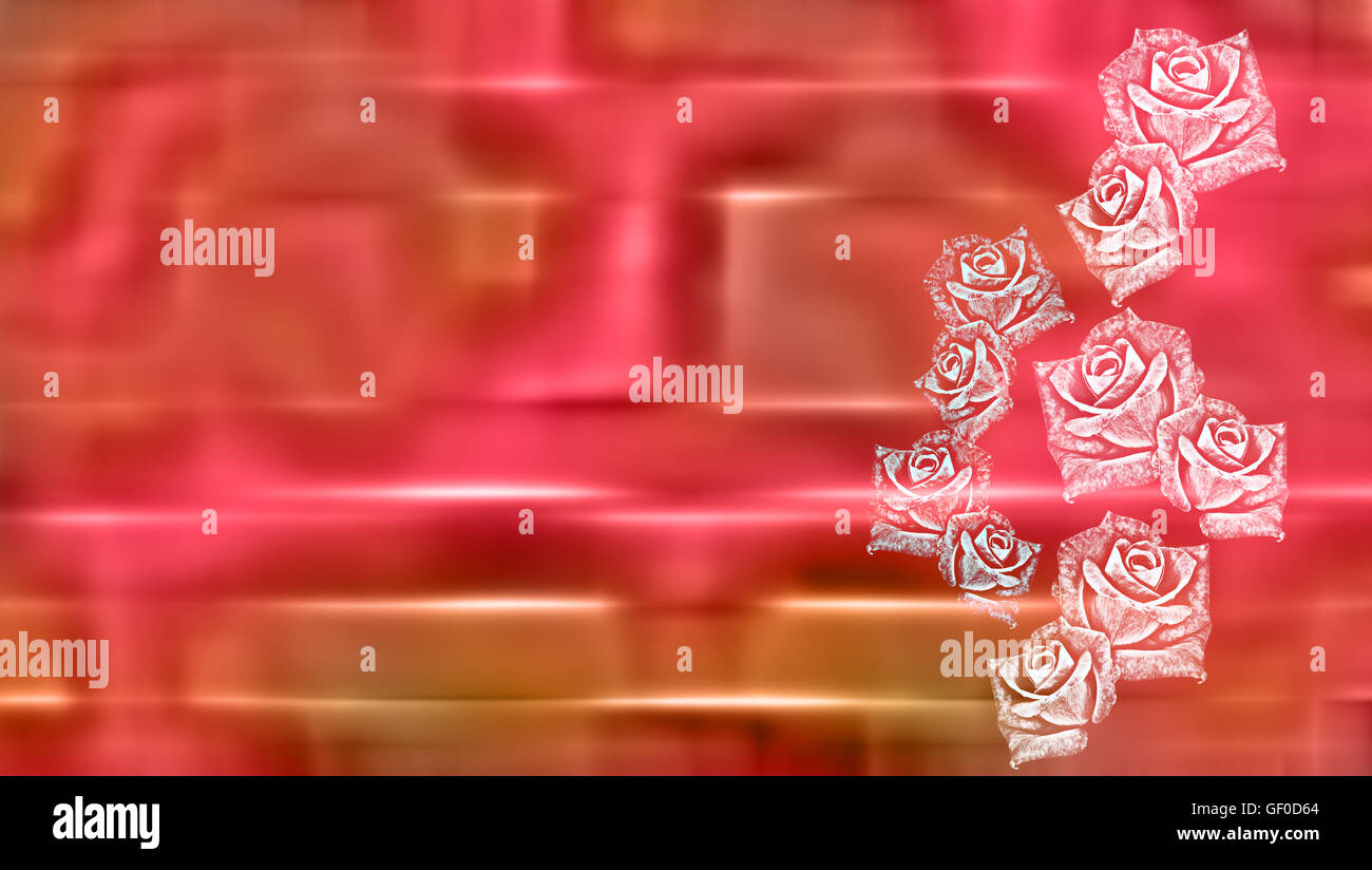 Shiny Pink Roses Background Shiny metallic pink greeting card background with abstract roses Stock ...