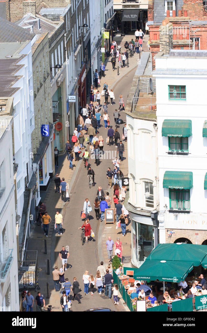 Market Street in Cambridge, England, as seen from the tower of Great St