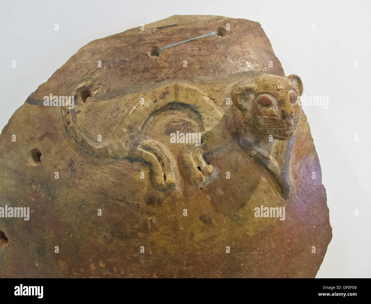 A piece of Paracas ancient artifact shown in Paracas History Museum Stock Photo