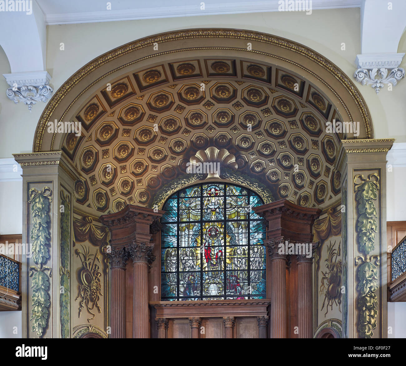 Saint Alfege Greenwich, apse and chancel. Built by Nicholas Hawksmoor 1712-18. Stock Photo