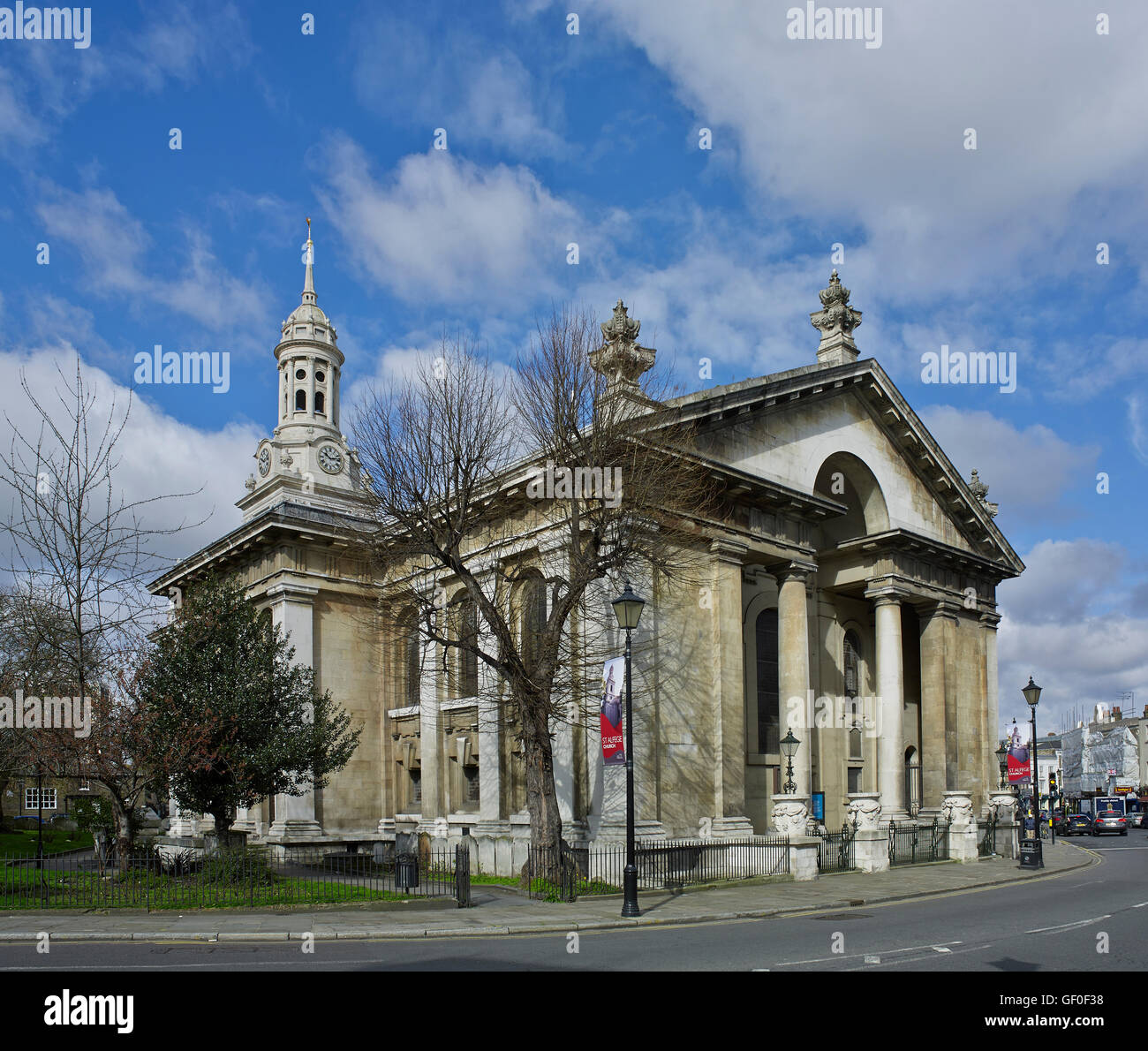 Saint Alfege Greenwich, east front. Built by Nicholas Hawksmoor 1712-18. Stock Photo