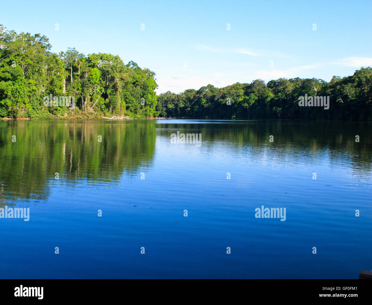 The pristine water of Manu River, Manu National Park Stock Photo