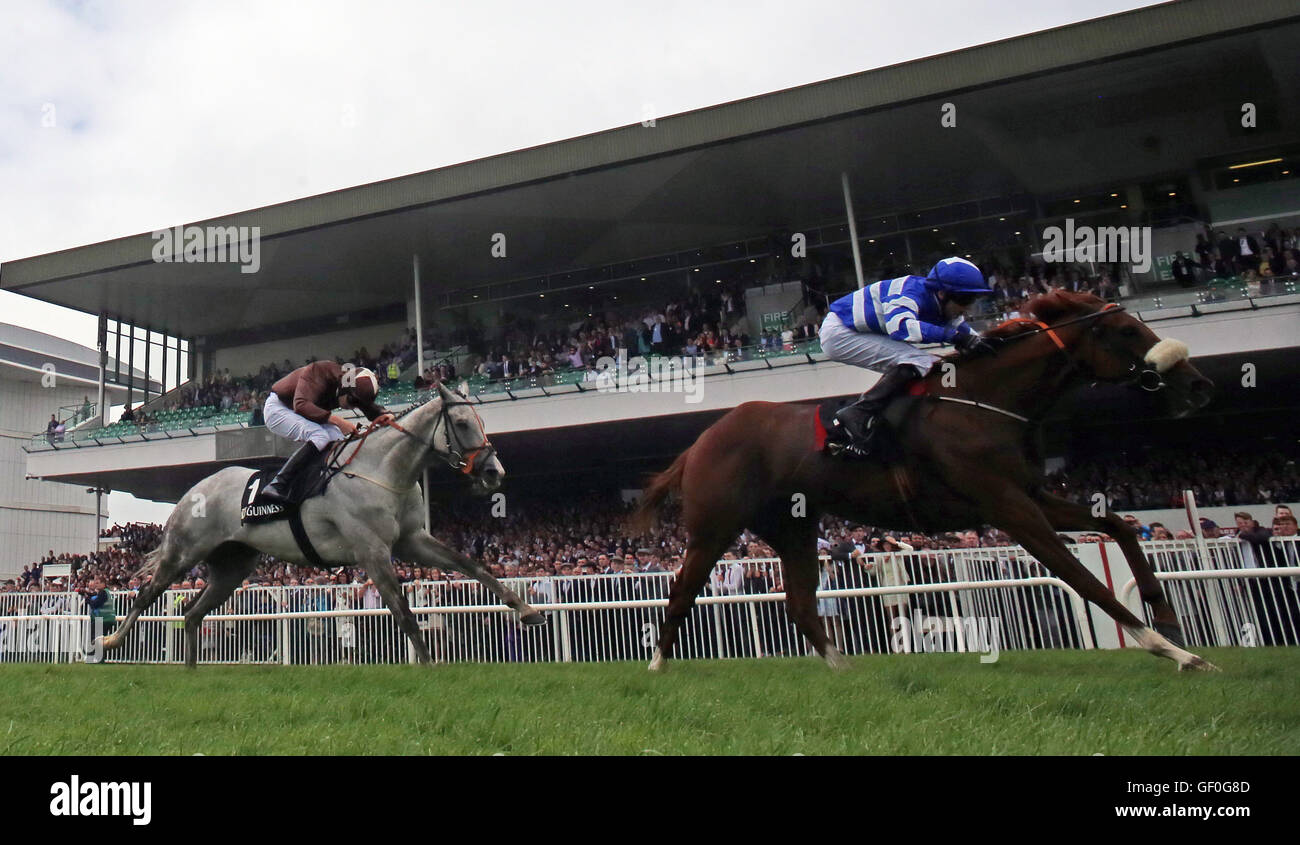 Total Demolition ridden by Conor Hoban wins The Hop House 13 Handicap during day four of the Galway Festival in Ballybrit, Ireland. Stock Photo