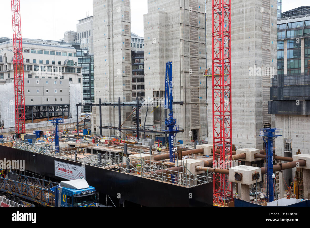 Construction work on the Fleet building in Farringdon Street,London which will become the European Headquarters of Goldman Sachs Stock Photo