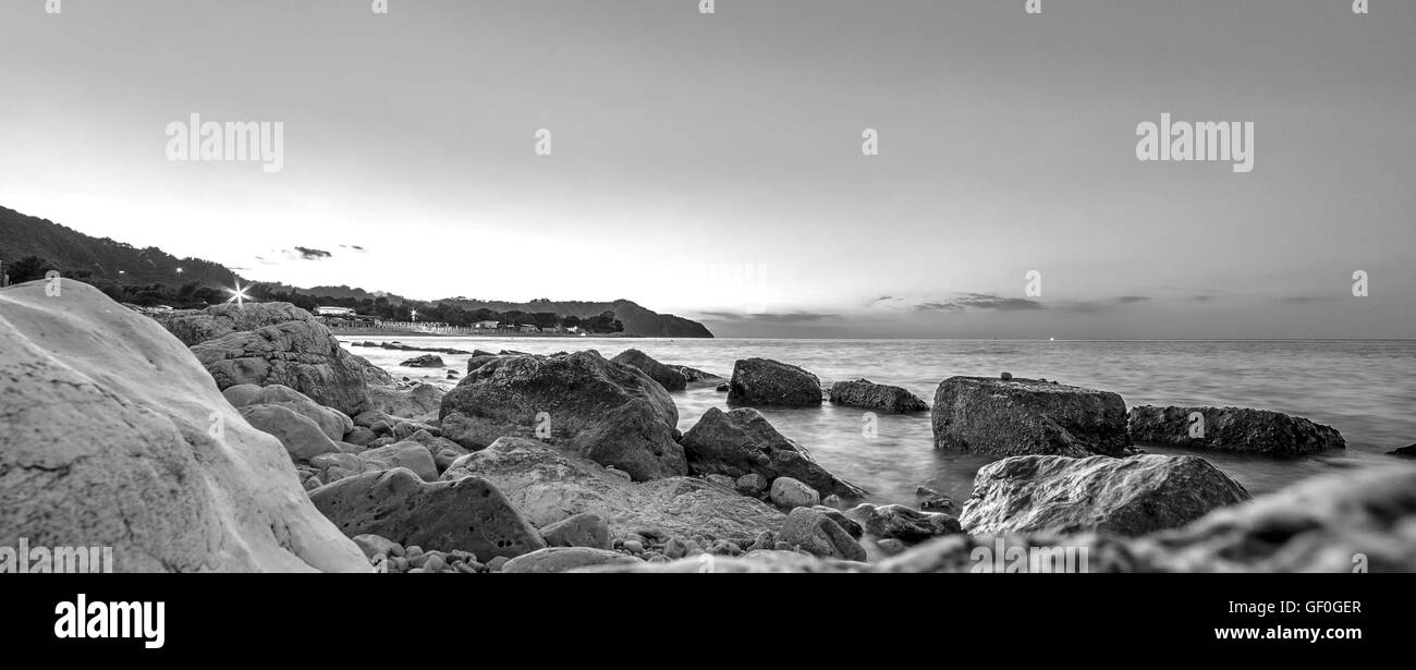 Water and rocks. Sea landscape in black and white Stock Photo - Alamy
