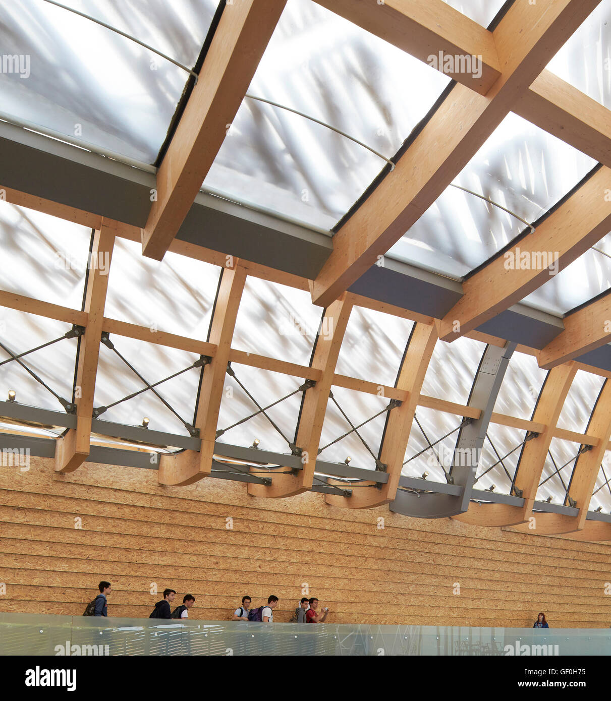 Details of timber frame structure. Milan EXPO 2015, China Pavilion, Milan, Italy. Architect: Studio Link-Arc with Tsinghua University, 2015. Stock Photo