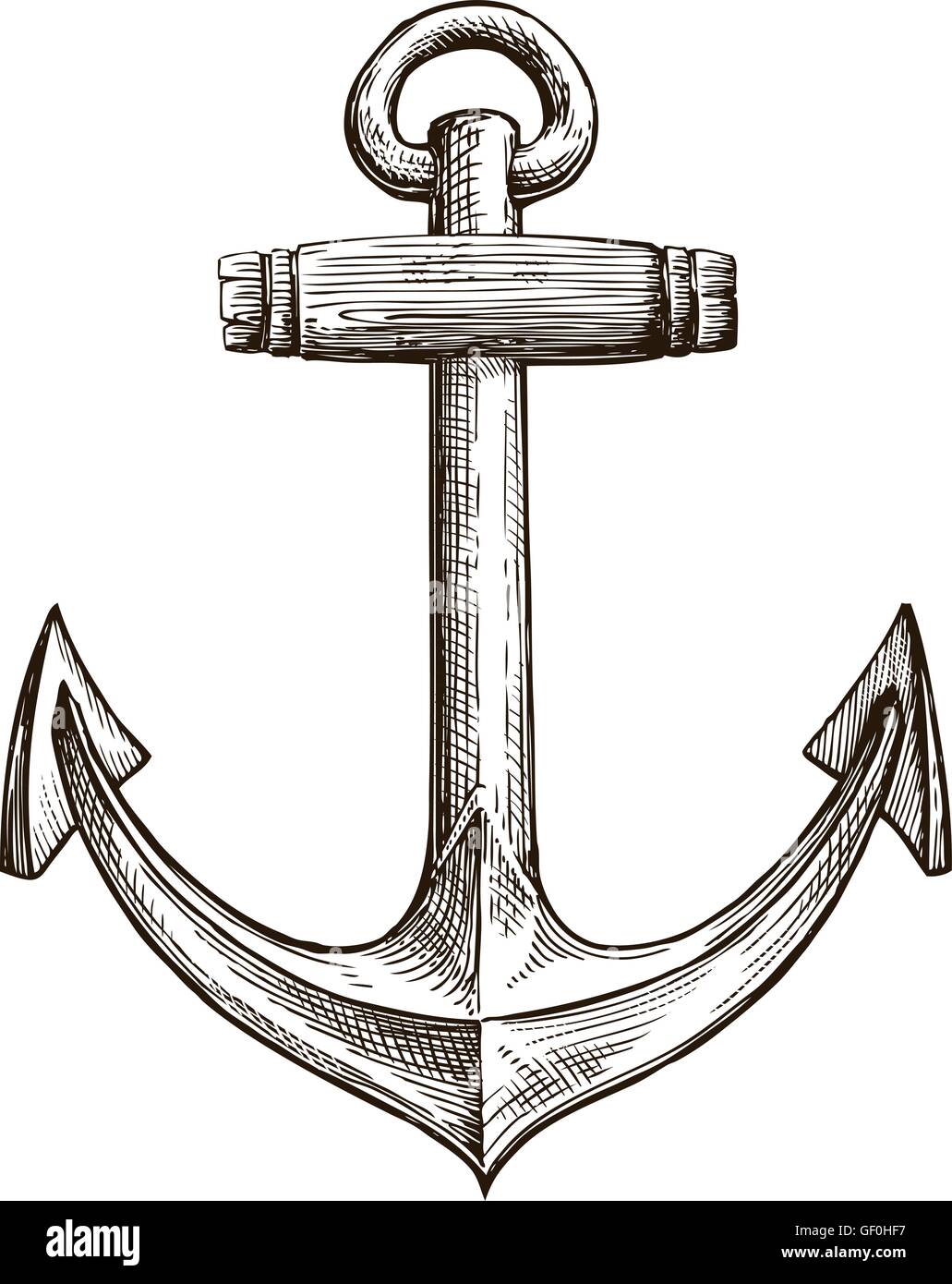 Hand drawn sketch anchor. Vector illustration Stock Vector