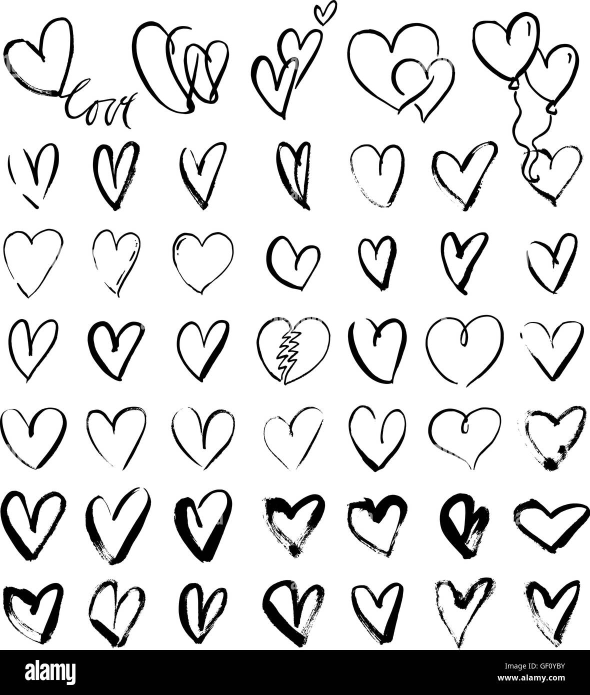 Hand drawn grunge hearts Stock Vector Image & Art - Alamy
