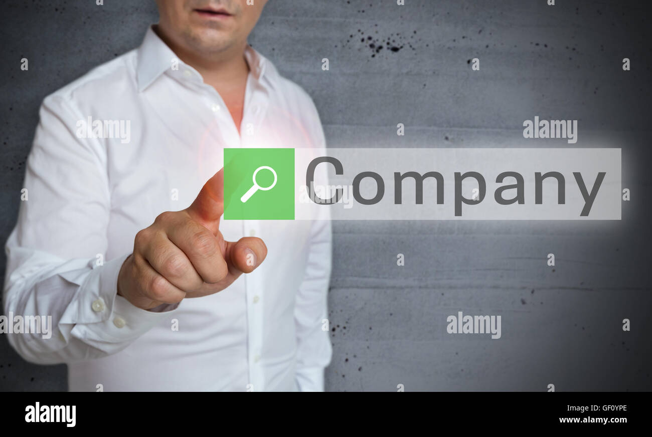 company browser is served by man concept. Stock Photo