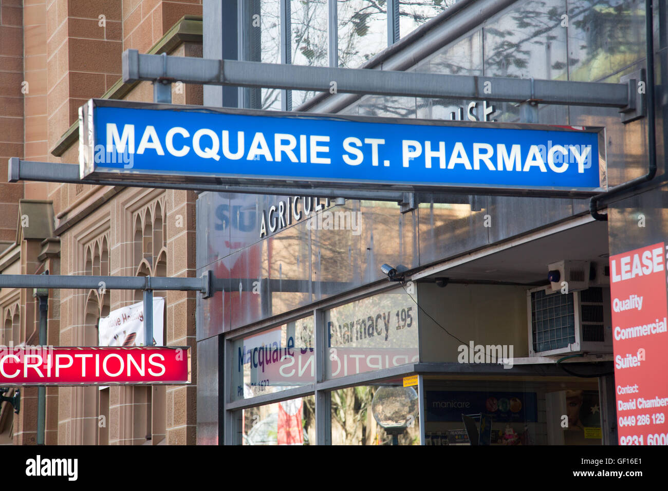 Pharmacy in Sydney's macquarie street, known for its medical facilities,new south wales,australia Stock Photo