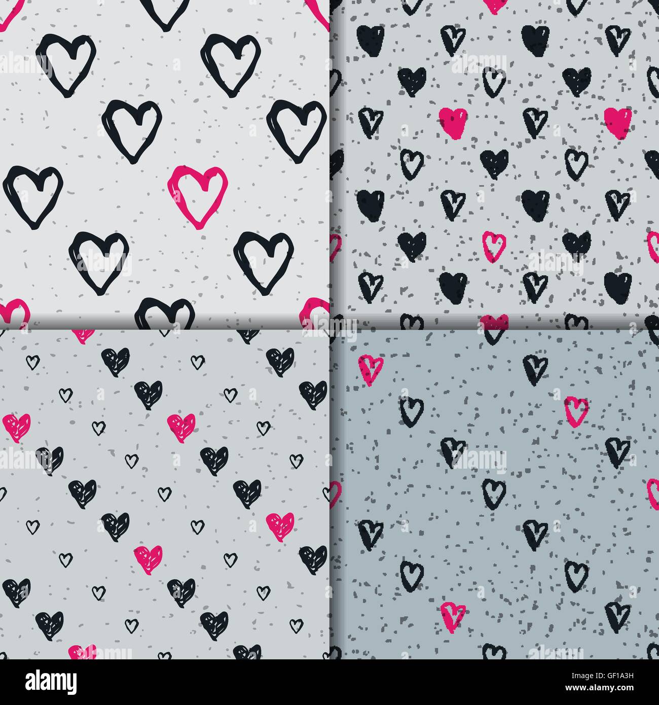 Doodle seamless pattern set with hearts Stock Vector Image & Art - Alamy