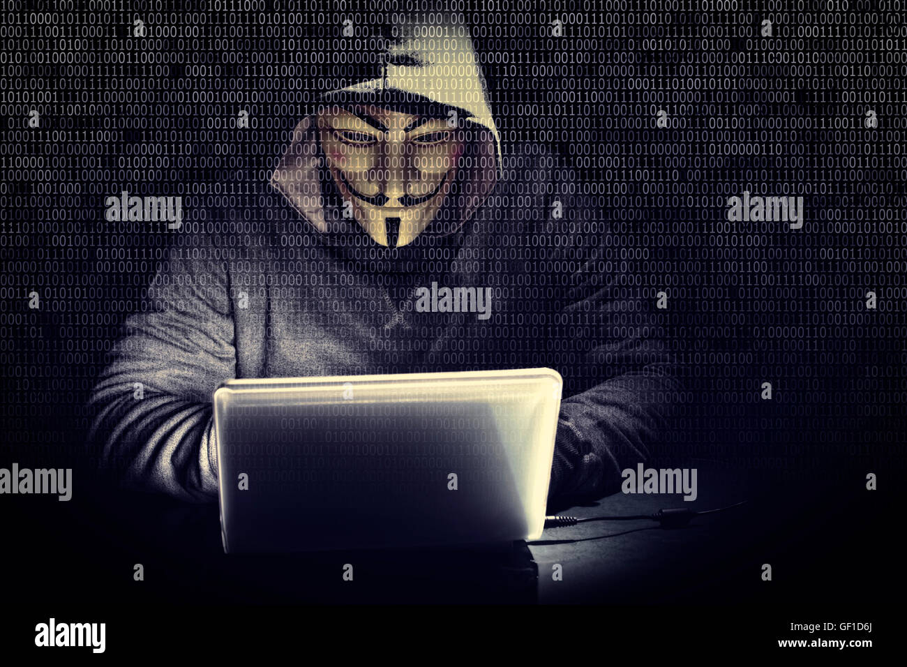 hacker with mask at work binary code background Stock Photo - Alamy hacker with mask at work binary code background Stock Photo - Alamy