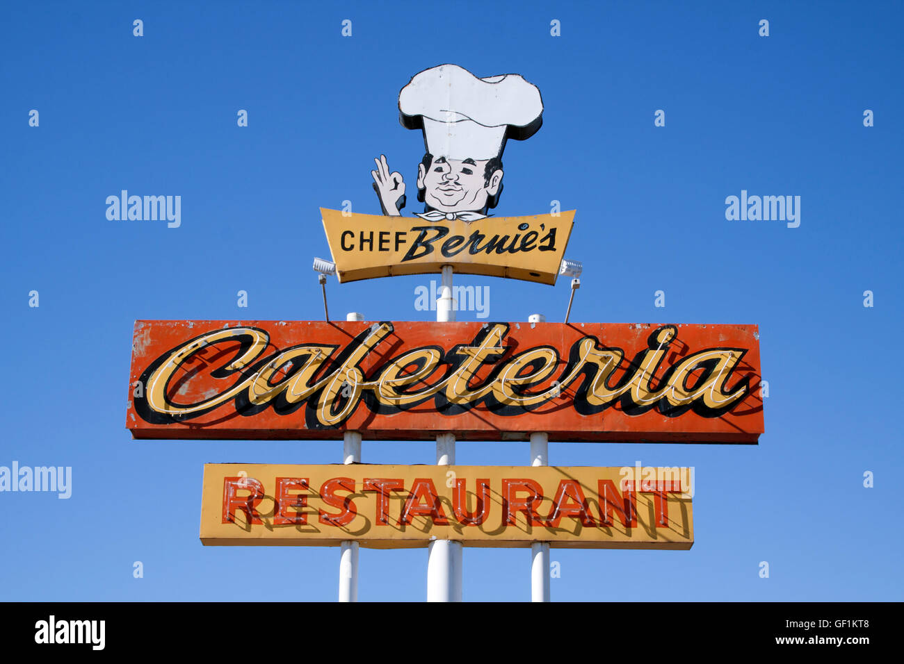 Chef Bernies Cafeteria sign in Farmington New Mexico Stock Photo