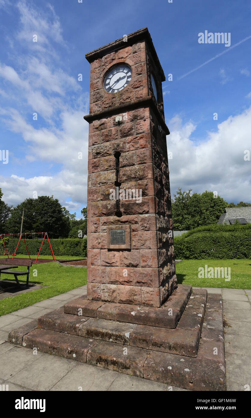Memorial clock Deanston Stirlingshire Scotland July 2016 Stock Photo