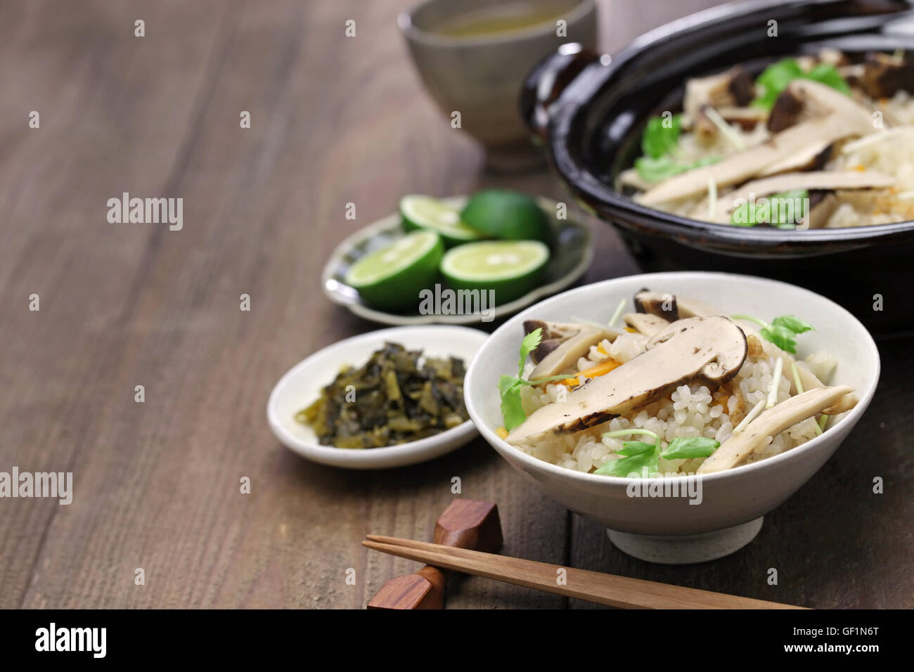 matsutake gohan, rice cooked with matsutake mushroom, japanese food